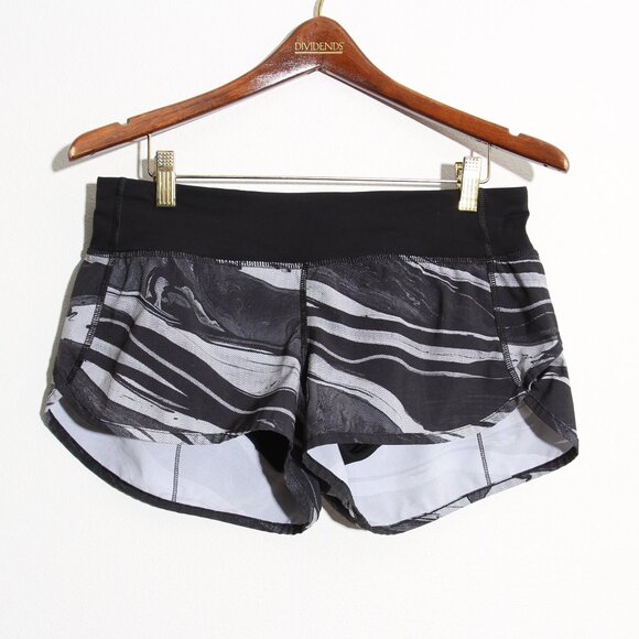 Lululemon Speed Short Marbled Mix White Black Liner Swift Ultra Low-Rise Size 6 - Picture 2 of 13
